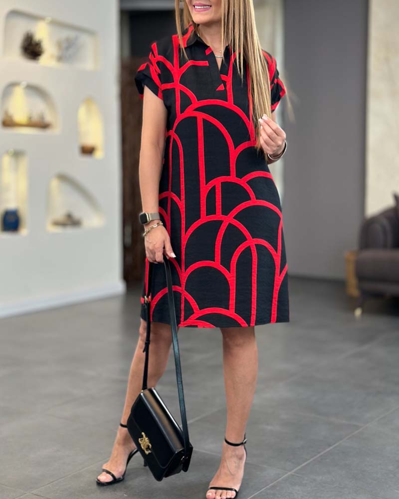 Lina's- Gestreepte korte mouwen jurk