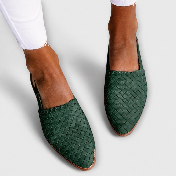 Simone | Gevlochten Mocassins met Achterband