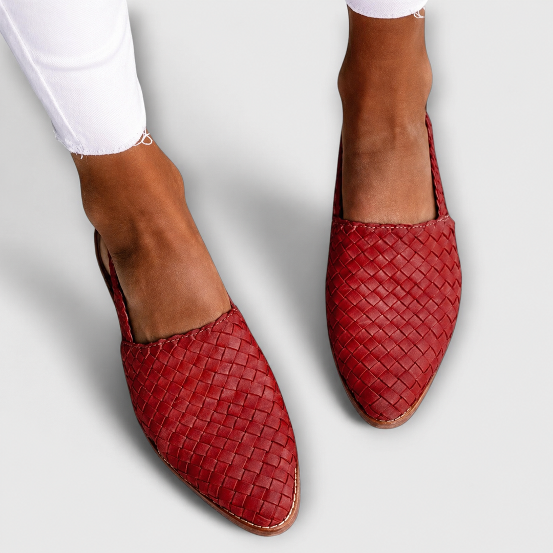 Simone | Gevlochten Mocassins met Achterband