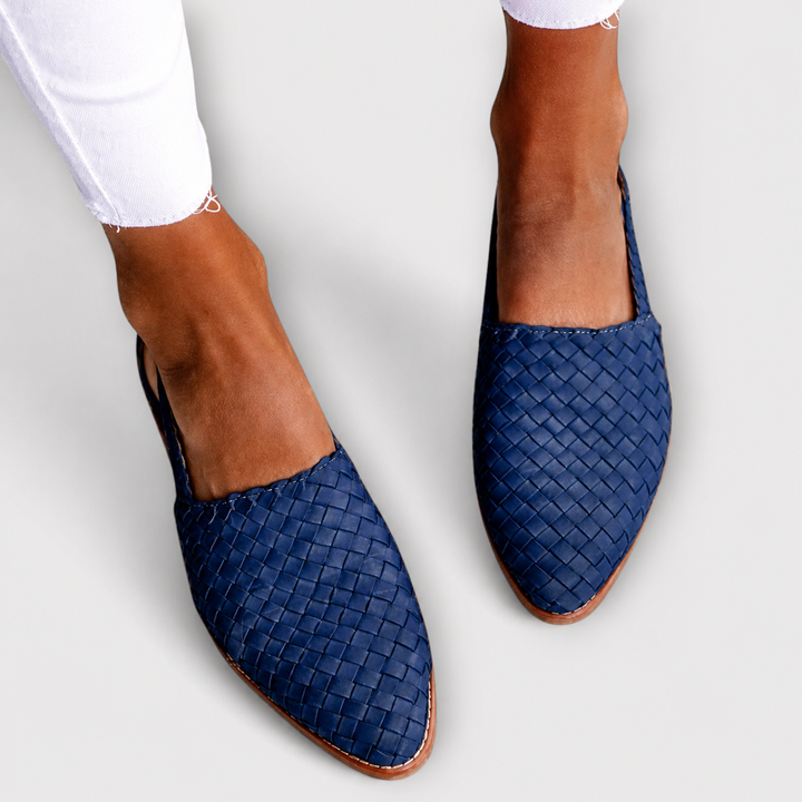 Simone | Gevlochten Mocassins met Achterband
