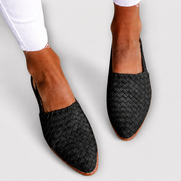 Simone | Gevlochten Mocassins met Achterband