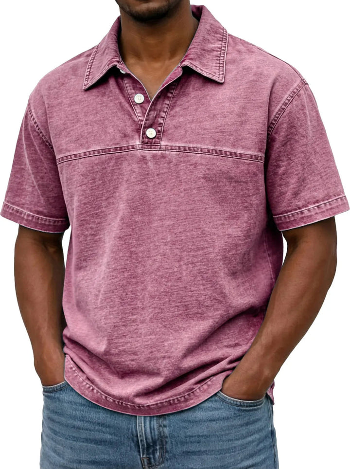 Vintage Gewassen Zomer Shirt Met Knopen