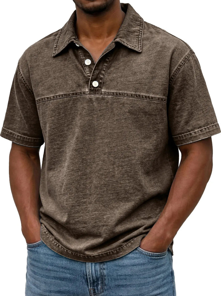 Vintage Gewassen Zomer Shirt Met Knopen